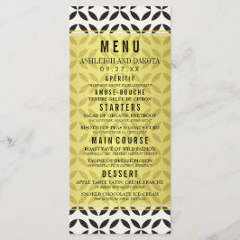 Menu Casamento | Creme e Preto Padrão Geométrico