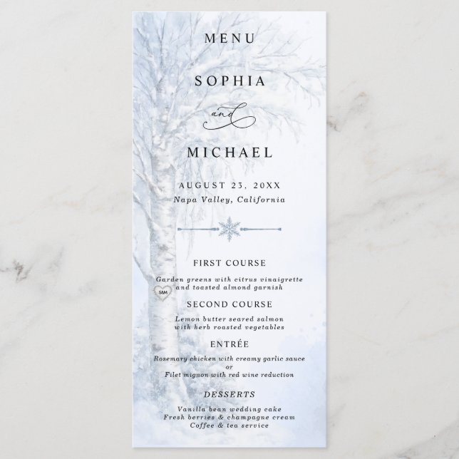 Menu Casamento da Bétula Congelada (Frente)
