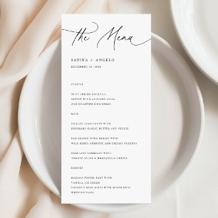 Menu Casamento Da Caligrafia Branca E Negra Moderna
