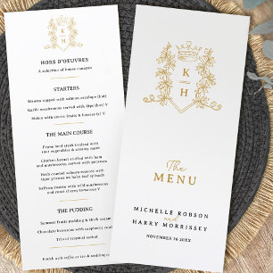 Menu Casamento da crista de ouro branco monograma