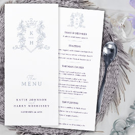 Menu Casamento da crista roxa prateada branca monograma