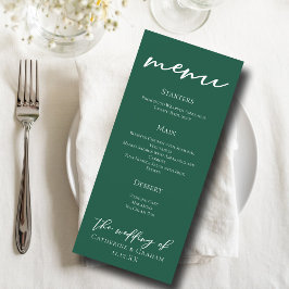 Menu Casamento da Floresta da Tipografia Branca Emerald