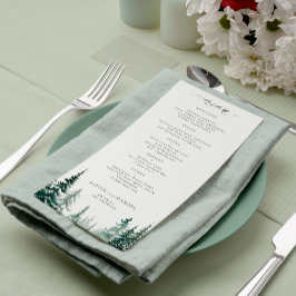 Menu Casamento da floresta russa de pinheiros