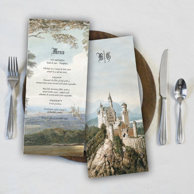 Menu Casamento da Floresta Russa do Castelo de Fairytal (Vintage Fairytale Castle Rustic Forest Wedding Menu)