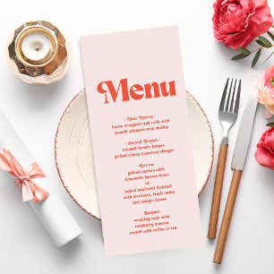 Menu Casamento Da Tipografia Cor-De-Rosa Moderna E Lara