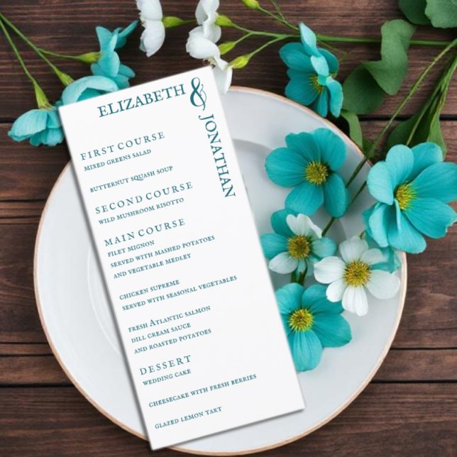 Menu Casamento da Tipografia Moderna do Teal Escuro (Criador carregado)