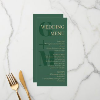 Menu Casamento da Tipografia Verde-Tan, Caçador Elegant
