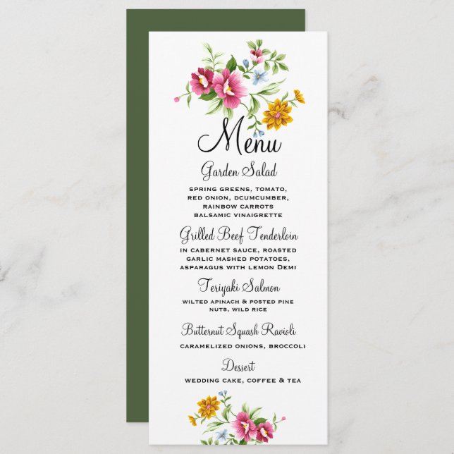 Menu Casamento das Flores da Bela primavera (Frente/Verso)