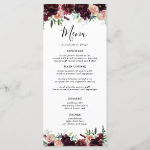 Menu Casamento das Flores de Borgonha Elegante
