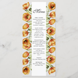 Menu casamento das tulipas laranja primavera de aquarel