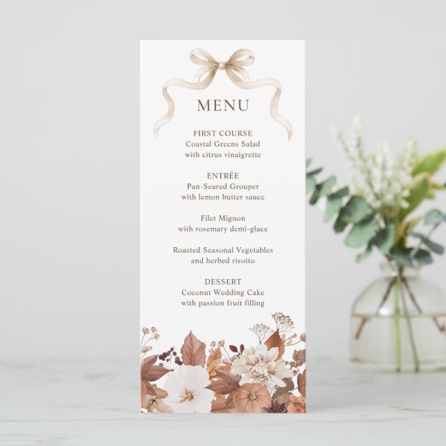 Menu Casamento de Abóbora Floral de Outono (Em pé/Frente)