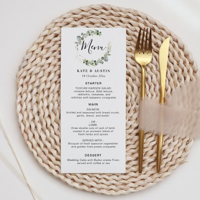 Menu Casamento de água eucalipto verde (Criador carregado)