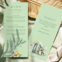 Menu Casamento de Aguarela de Citrino Pastel Dupla Face