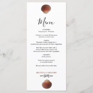 Menu Casamento de Amarros de Seashell de Praia
