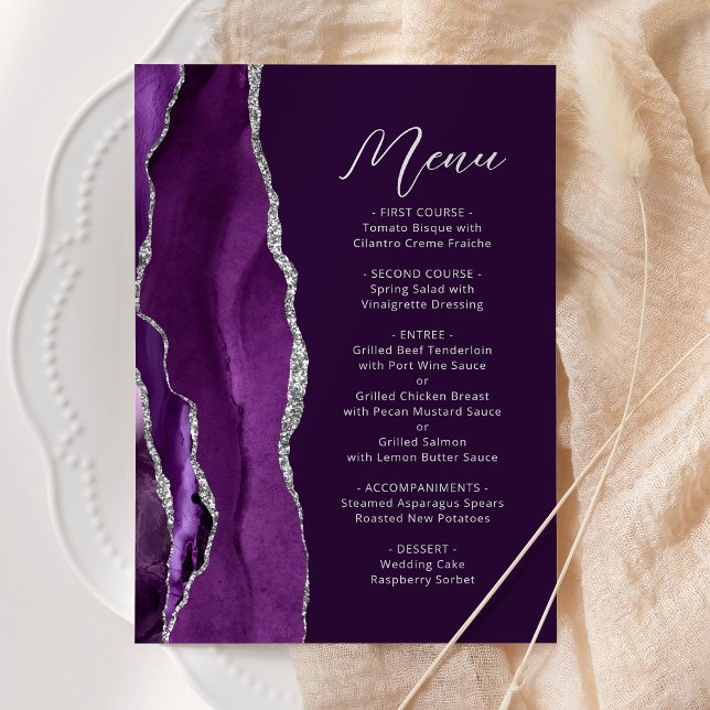 Menu Casamento de Ameixa com Ágata Roxa em Escrita Mode (Criador carregado)