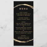 Menu Casamento de Ampersand com Frame de Círculo Dourad<br><div class="desc">Este menu de casamento apresenta uma falso estrutura em círculo dourado e uma simples caligrafia com fundo preto.</div>