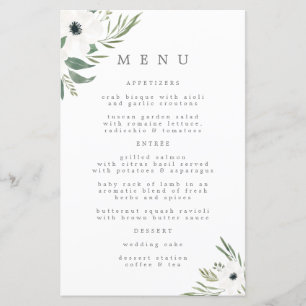 Menu Casamento de Anemones Sage & Dusty Eucalyptus