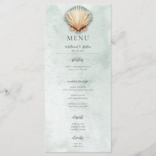 Menu Casamento de Aqua de Seashell Costeiro Moderno