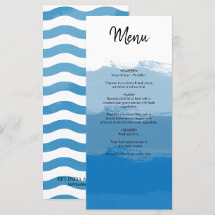 Menu Casamento de Aquarela Azul de Praia
