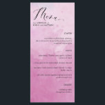 Menu Casamento de Aquarela de Matizes Rosa Elegant<br><div class="desc">Menu de casamento elegante com delicado matizes cor-de-rosa, fundo de lavagem com aquarela e belos detalhes da caligrafia escrita à mão. Estilo contemporâneo, simples e elegante. Capacidade de personalizar com o menu, nome(s) e evento. Capacidade de ajustar a posição, o tamanho e o estilo do texto selecionando "personalizar mais". Parte...</div>