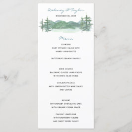 Menu Casamento de Aquarela do Tema do Lago Montanha