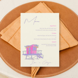 Menu Casamento de Aquarela em Miami Beach