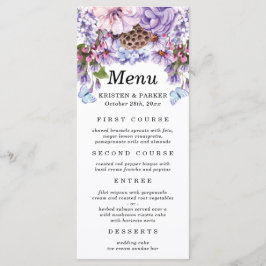 Menu Casamento de Aquarela Floral Roxo Elegante