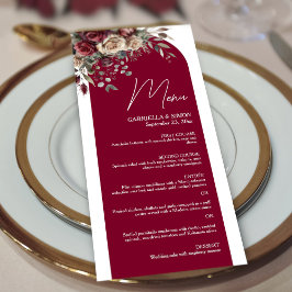 Menu Casamento de Arca Elegante de Rosas de Borgonha e 
