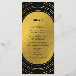 Menu Casamento de Arca Minimalista Moderno Preto e Dour