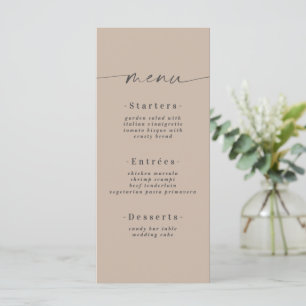 Menu Casamento de Areia Sólida Minimalística em Khaki B