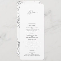 Casamento de Arte de Linha Floral Moderna Elegante