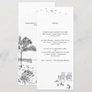 Menu Casamento de Arte Mínimo de Linha de Praia do Amor