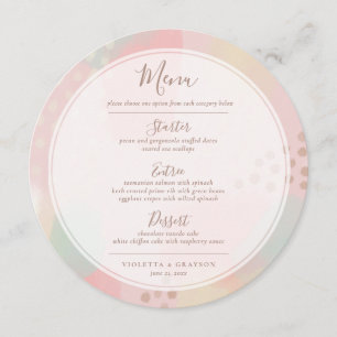 Menu Casamento de Arte Moderna Rosa Pastel Whimsical