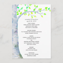 Menu Casamento de Árvore de Primavera de Aquarela