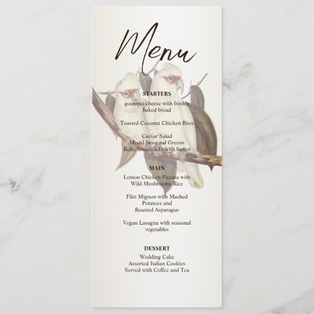 Menu Casamento de Aves Brancas (Frente)