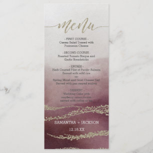 Menu Casamento de Awash Elegant Watercolor Cranber