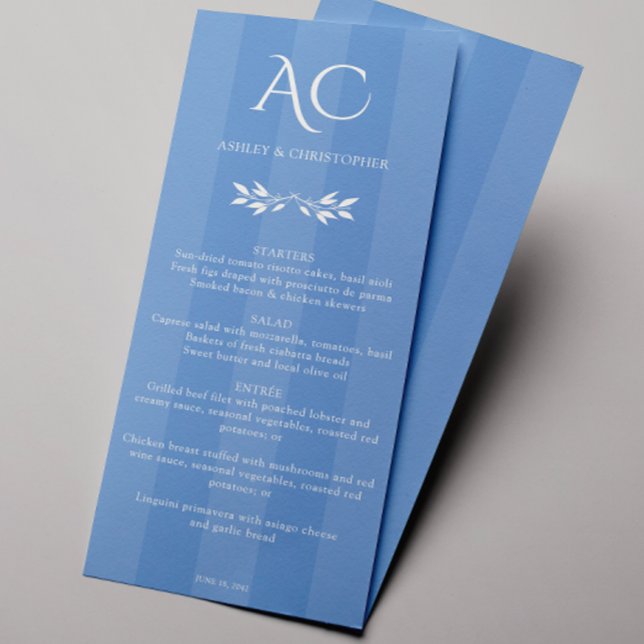 Menu Casamento de Azul de Cornflower com distribuição m (Criador carregado)