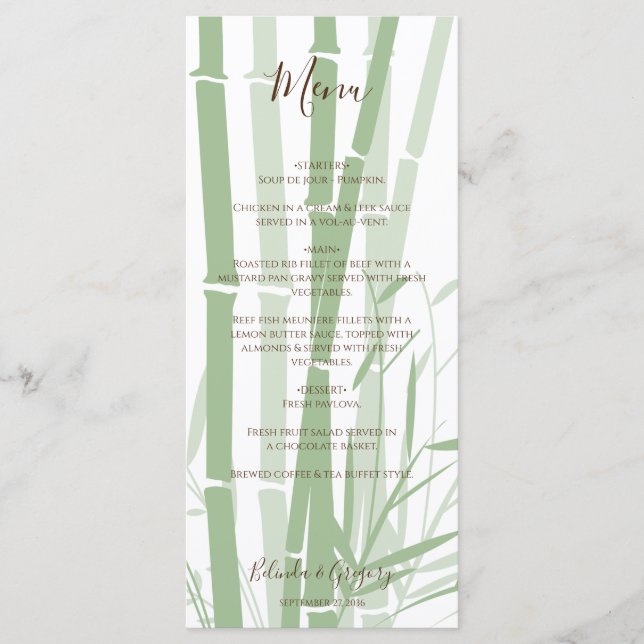 Menu Casamento de Bamboo Oriental legante (Frente)