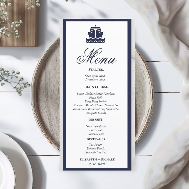 Menu Casamento de barcos de cruzeiro náutico (Criador carregado)