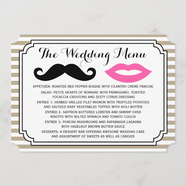 Menu Casamento de bigode e Lábios (Frente)