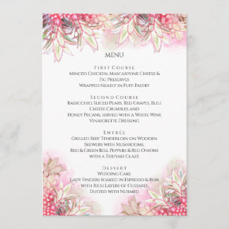 Menu Casamento de Blush de Ananás Rosa Exótico