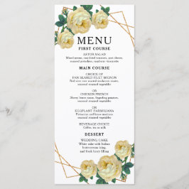 Menu Casamento de Boho Floral Amarelo-Geométrico Dourad