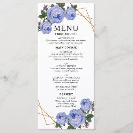 Menu Casamento de Boho Floral Azul Geométrico Dourado E