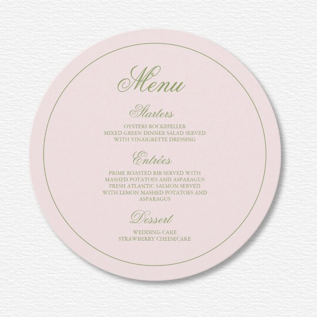 Menu Casamento de Bolinhas Verdes Rosa Elegante (Criador carregado)