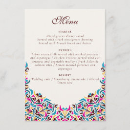Menu Casamento de Borda com Estilo Floral de Marfim, Lu
