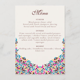 Menu Casamento de Borda com Estilo Floral de Marfim, Lu
