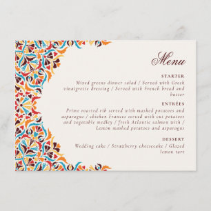 Menu Casamento de Borda com Estilo Floral de Marfim, Lu