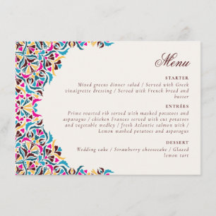 Menu Casamento de Borda com Estilo Floral de Marfim, Lu