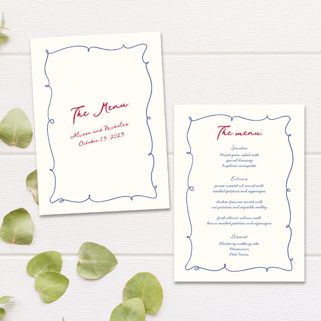 Menu Casamento de Borda e Script Coloridos Whimsical (Criador carregado)