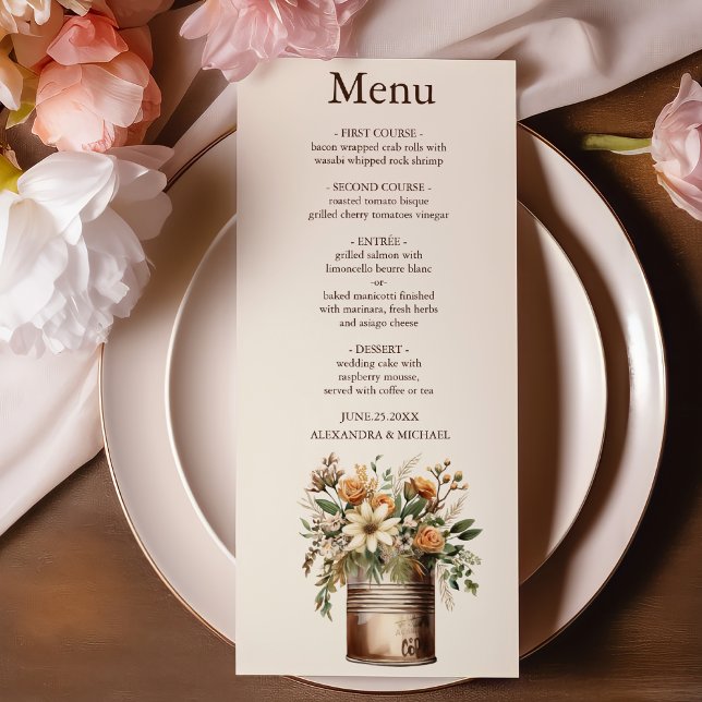 Menu Casamento de Botânica Rústica Verde (Criador carregado)